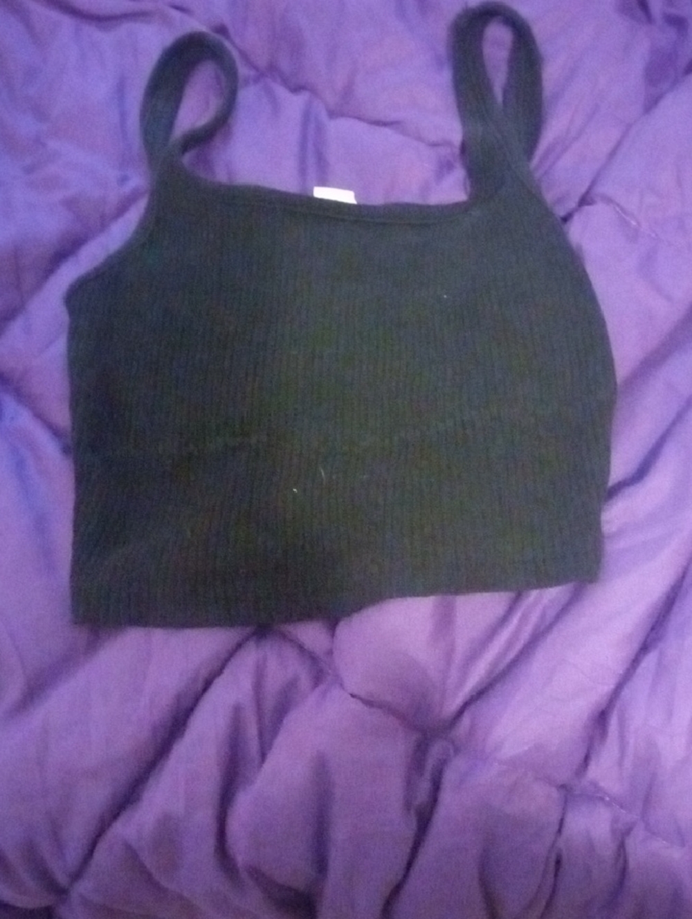 SHEIN Black Ribbed Cropped Tank Top for Kids